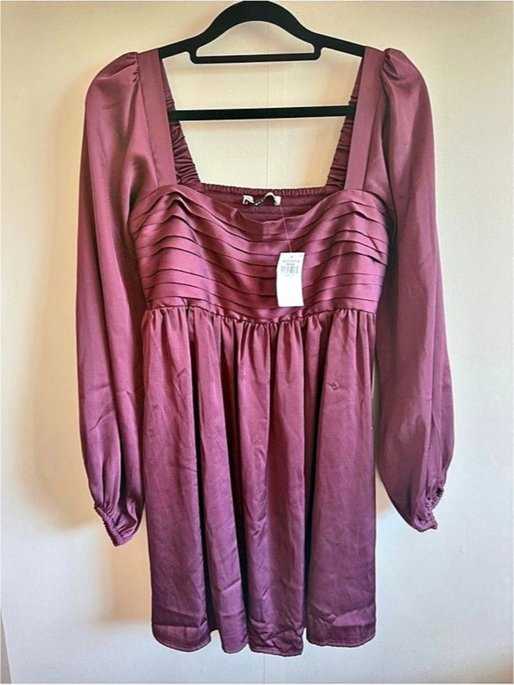 Abercrombie & Fitch Emerson Satin Long-Sleeve Mini Dress